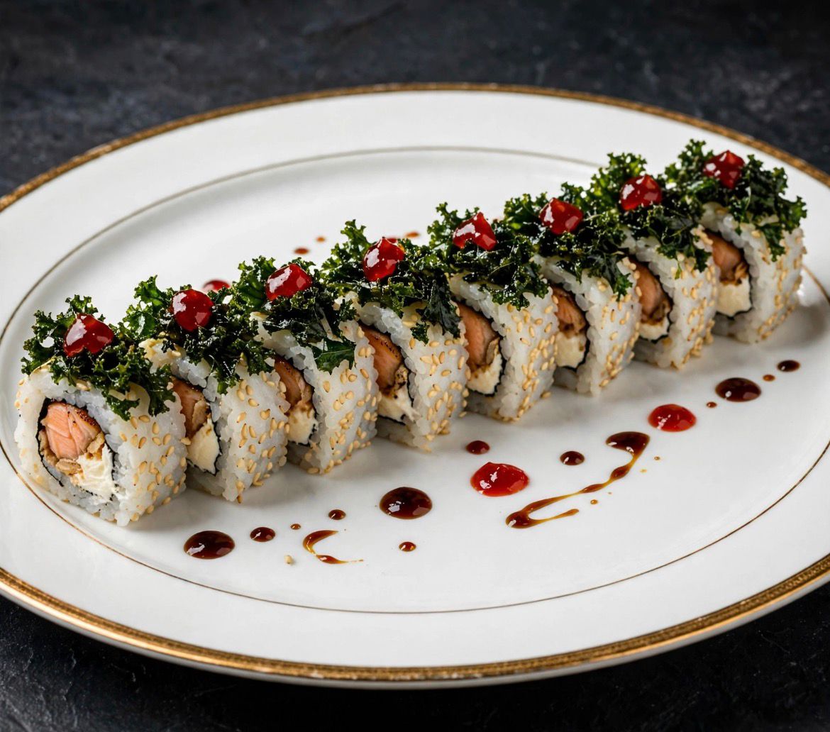 Uramaki Salmão Grelhado c/ Couve e Geleia de Pimenta 8 unidades