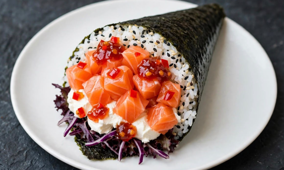 Temaki Salmão com Geléia de Pimenta